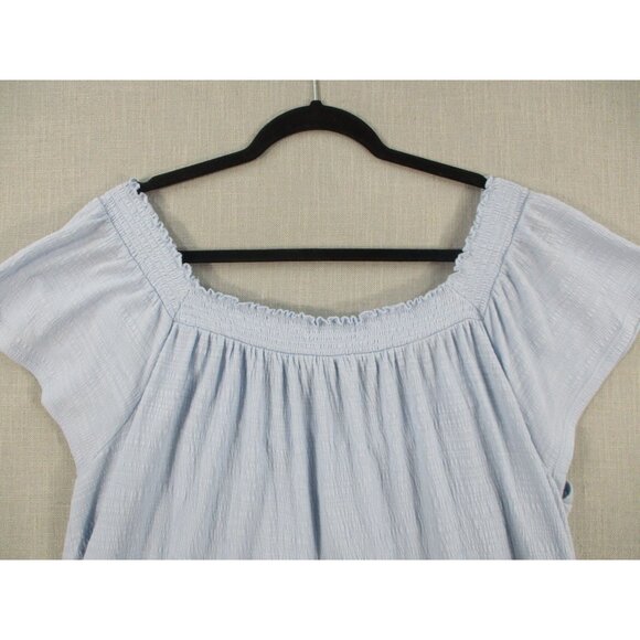 Lc Lauren Conrad Dusty Blue Plus Size Off Shoulder Flutter Sleeve Top Size - 2X - Picture 8 of 9